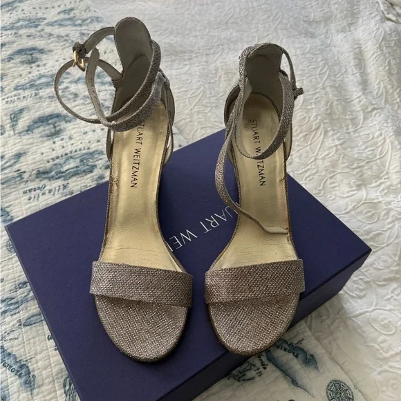 Stuart Weitzman Backdraft multi noir Wedge Sandals - Silver 10 wide - Picture 5 of 9